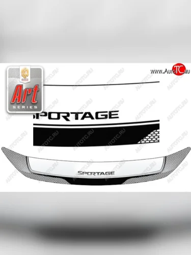 Дефлектор капота CA-Plastiс (серия Art белая ) KIA Sportage  3 SL (2010-2016) дорестайлинг, рестайлинг