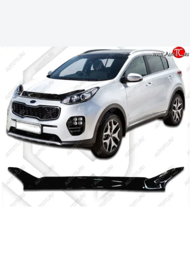 Дефлектор капота CA-Plastiс (Classic черный) KIA Sportage  4 QL (2016-2022) дорестайлинг, рестайлинг