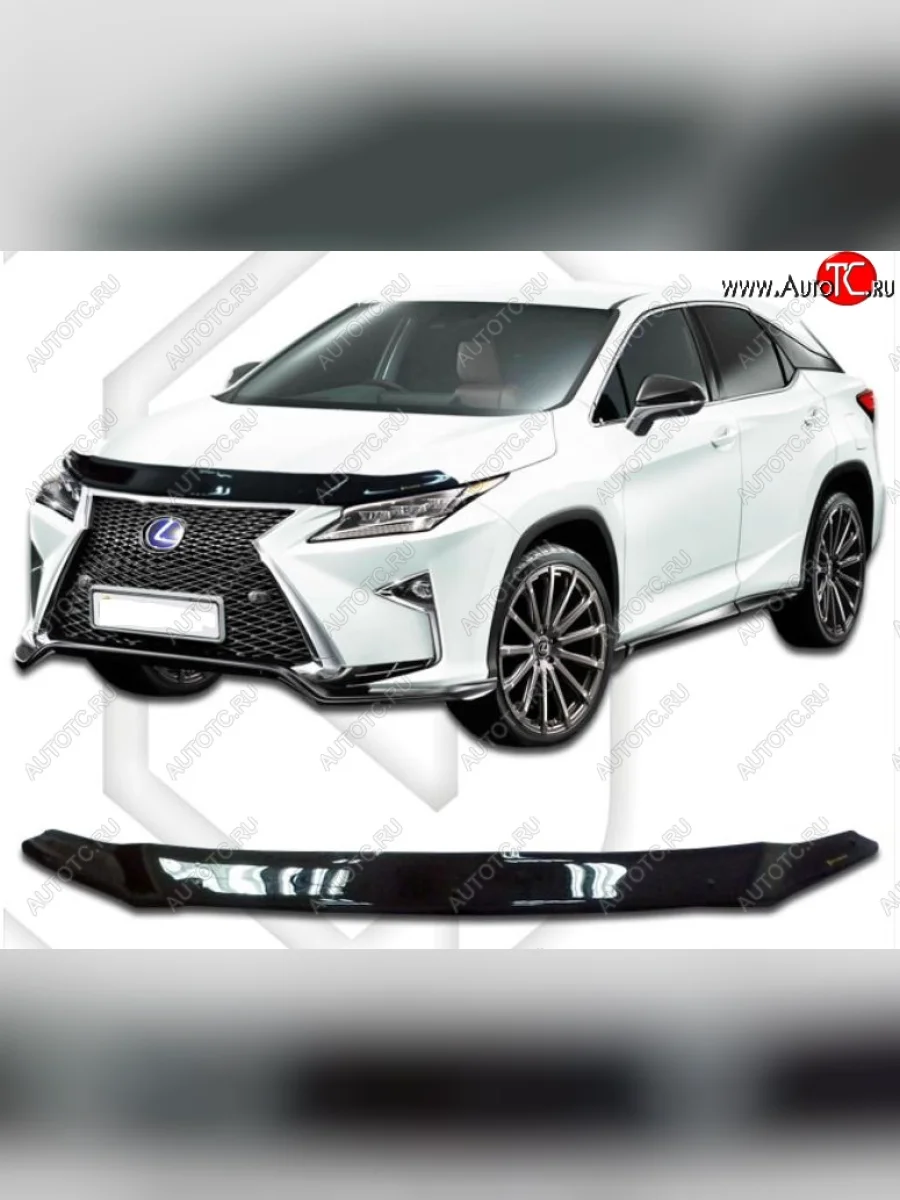 Дефлектор капота CA-Plastiс Lexus RX 200T AL20 дорестайлинг (2015-2017) (Classic черный, Без надписи)  в Воронеже Воронежской области