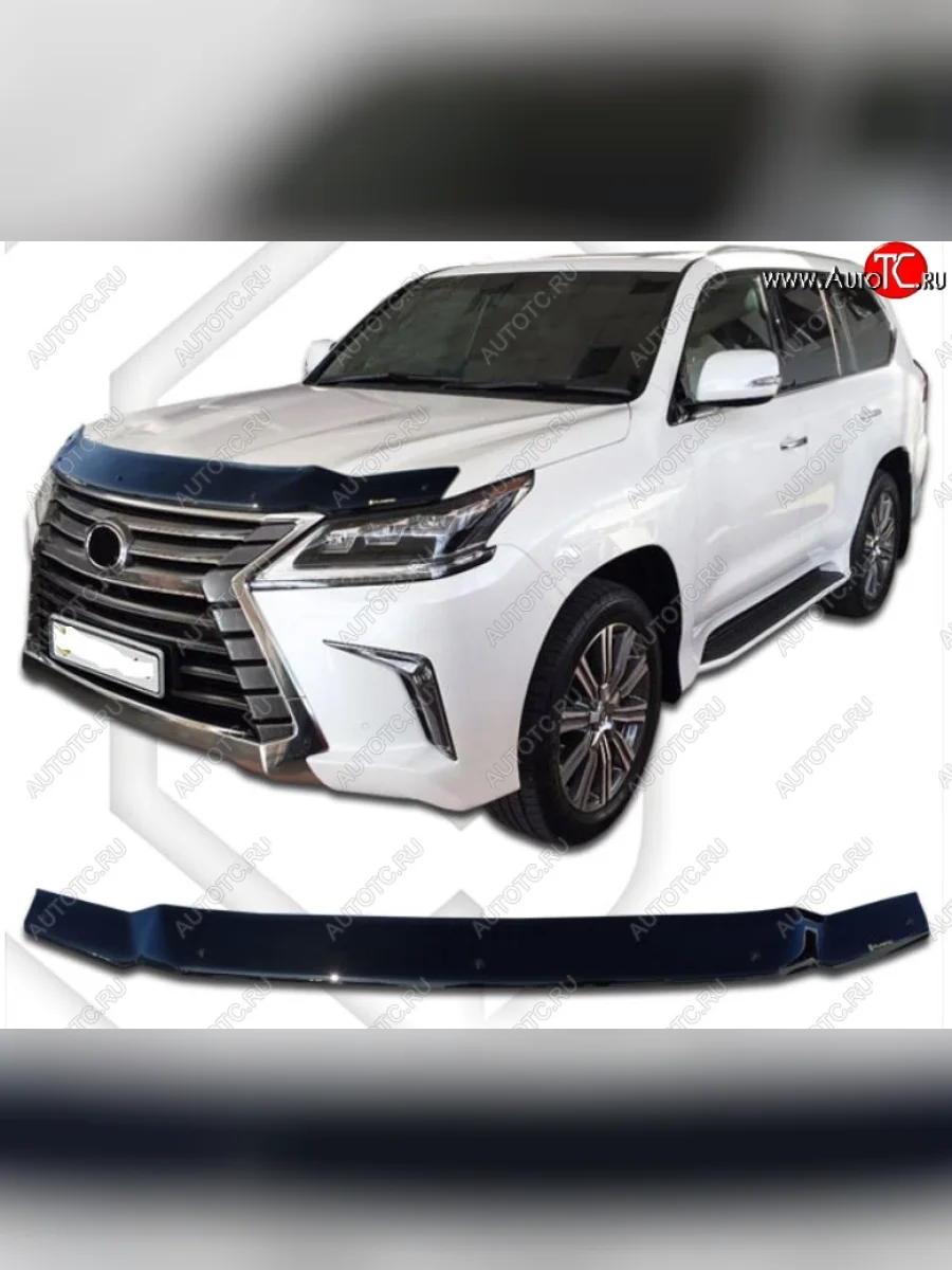 Дефлектор капота CA-Plastiс Lexus LX570 J200 2-ой рестайлинг (2015-2022) (Classic черный, Без надписи)  в Перми Пермском крае