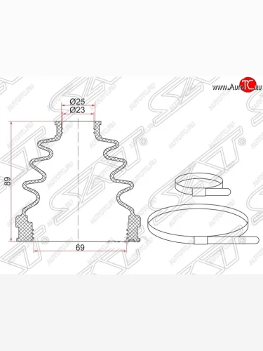 Пыльник ШРУСа (внутренний) SAT Nissan X-trail 1 T30 дорестайлинг (2000-2003)