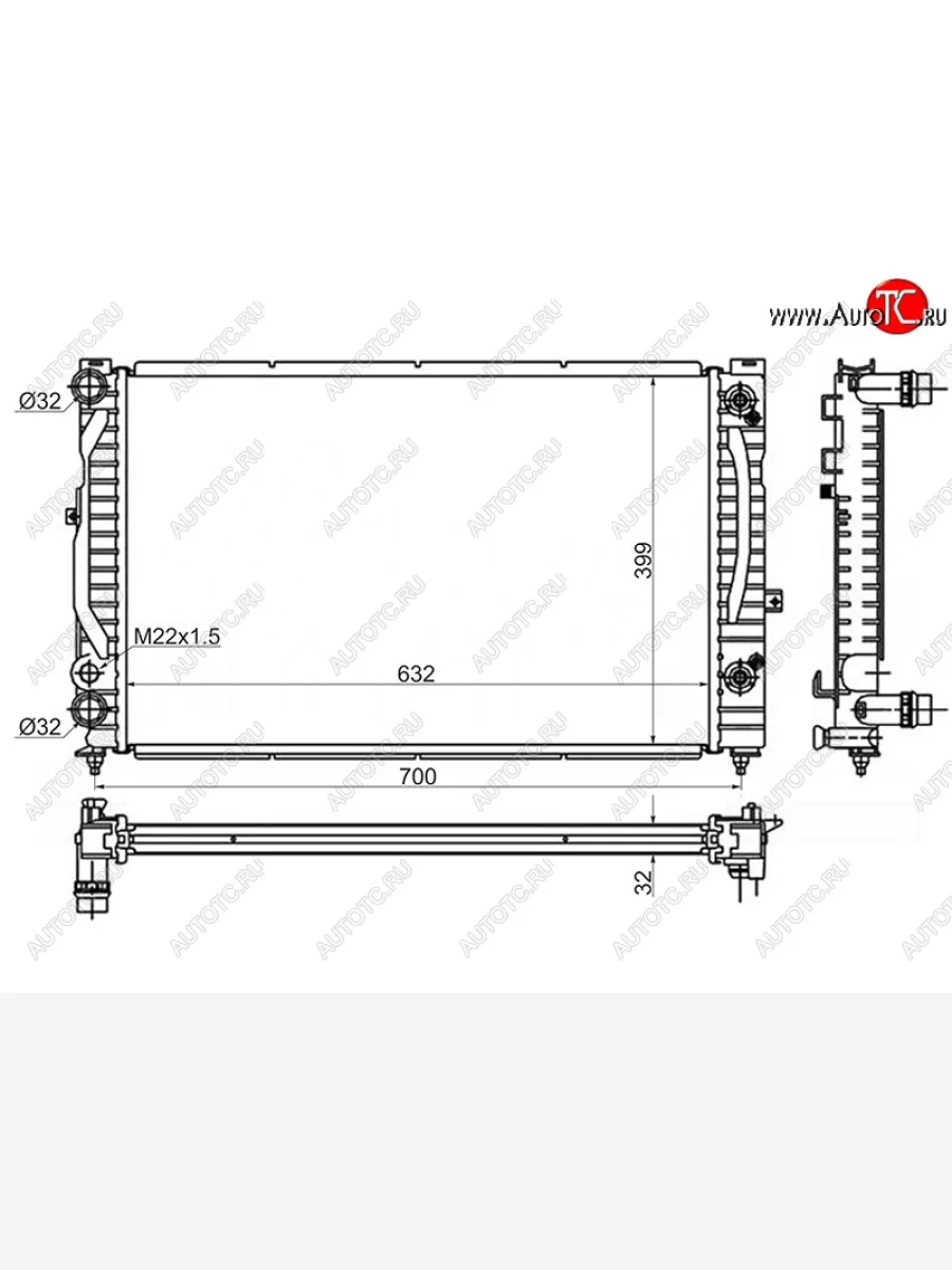 Радиатор двигателя SAT (пластинчатый, АКПП) Skoda Superb седан 3U дорестайлинг (2001-2006)  с доставкой в г. Керчь