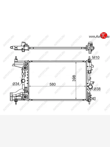 Радиатор двигателя SAT (1.6/1.8, трубчатый, АКПП) Chevrolet Cruze J308 универсал рестайлинг (2012-2015)