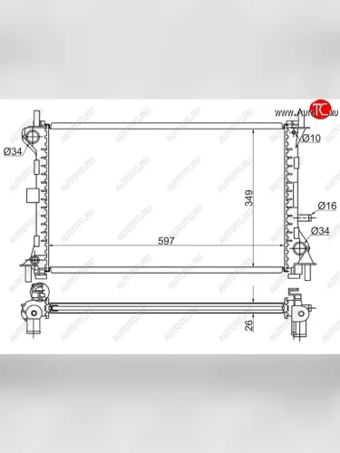 Радиатор двигателя SAT (трубчатый, МКПП/АКПП, FXDD, FYDH, EYDF, FXDB, FYDC) Ford Focus 1 хэтчбэк 3 дв. дорестайлинг (1998-2002)
