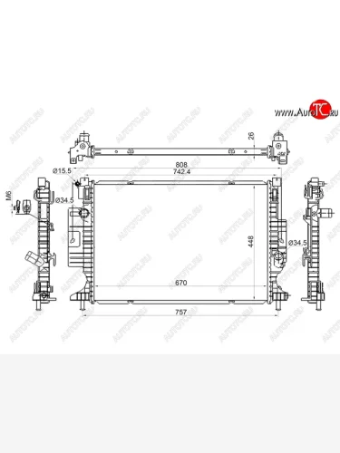 Радиатор двигателя SAT (1,5 EcoBoost/2,0D) Ford Focus 3 универсал рестайлинг (2014-2019)