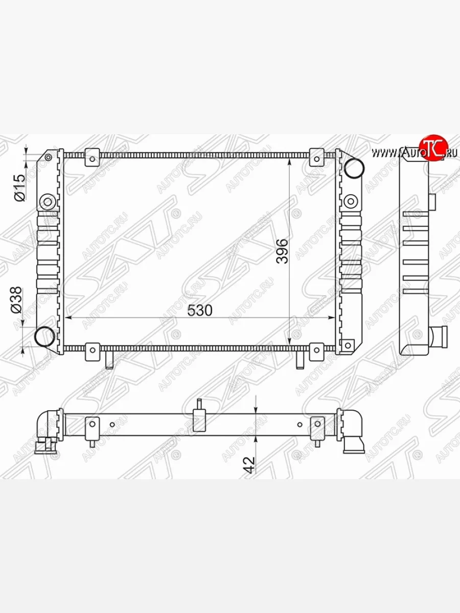 Радиатор двигателя SAT (трубчатый, МКПП, без кондиционера) ГАЗ Соболь 2752 дорестайлинг цельнометаллический фургон (1998-2002)  в Перми Пермском крае