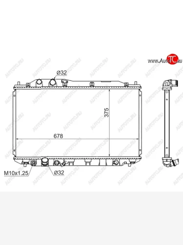 Радиатор двигателя SAT (трубчатый, МКПП/АКПП, R16A/R18A) Honda Civic FD седан дорестайлинг (2005-2008)