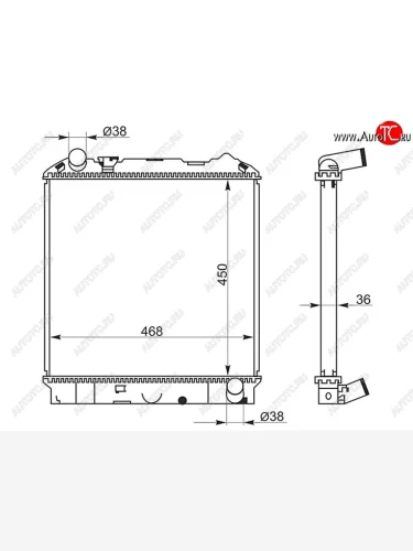 Радиатор двигателя (пластинчатый, МКПП, 4HF1, 4HG1, 4HL1) SAT Isuzu Elf (NPR75)  дорестайлинг (1993-2004)