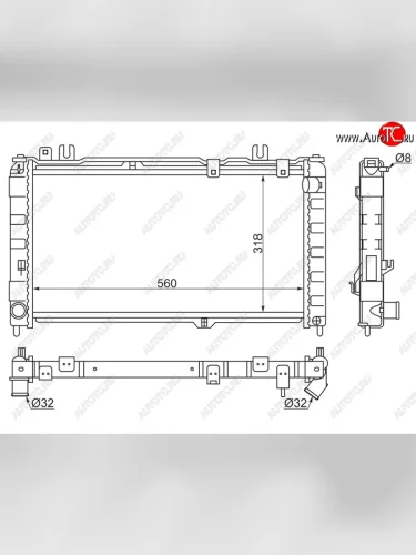 Радиатор двигателя (трубчатый, МКПП) SAT Лада ВАЗ Калина 2192 хэтчбек (2013-2018)