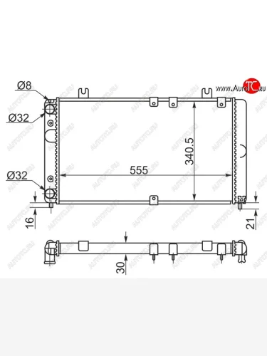 Радиатор двигателя (трубчатый, МКПП) SAT Лада ВАЗ Калина 1119 хэтчбек (2004-2013)