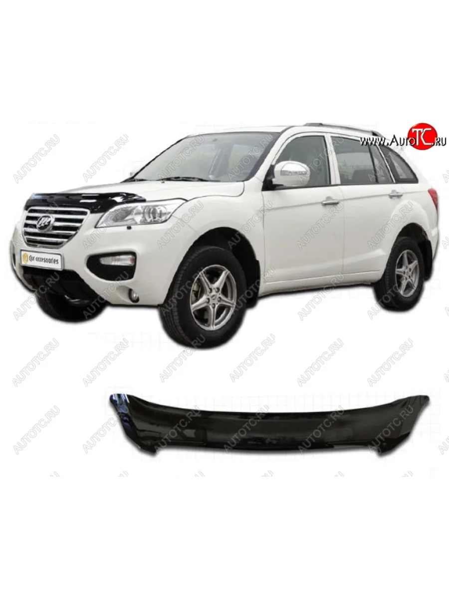 Дефлектор капота CA-Plastiс Lifan X60 дорестайлинг (2011-2015) (Classic черный, Без надписи)  в Перми Пермском крае