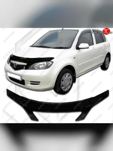 Дефлектор капота CA-Plastiс exclusive (Classic черный) Mazda Demio 2 DY дорестайлинг (2002-2005)