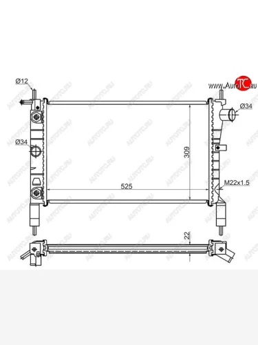 Радиатор двигателя (пластинчатый, АКПП) SAT Opel Astra F седан рестайлинг (1994-1998)