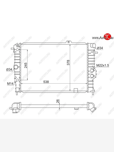 Радиатор двигателя (пластинчатый, АКПП) SAT Opel Calibra A (1990-1997)