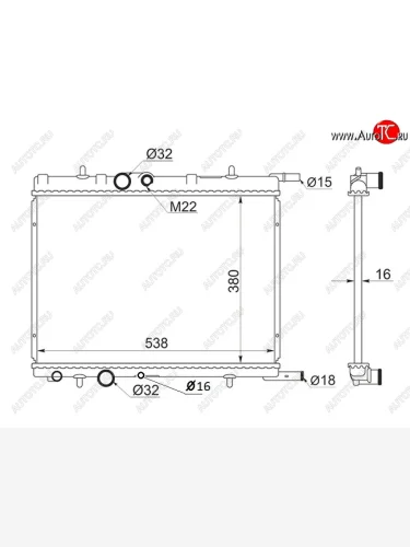 Радиатор двигателя (трубчатый, МКПП, 1.1 / 1.4 / 1.4D / 1.6 / 1.9D / 2.0 / 2.0D) SAT CITROEN Xsara picasso (1999-2012)