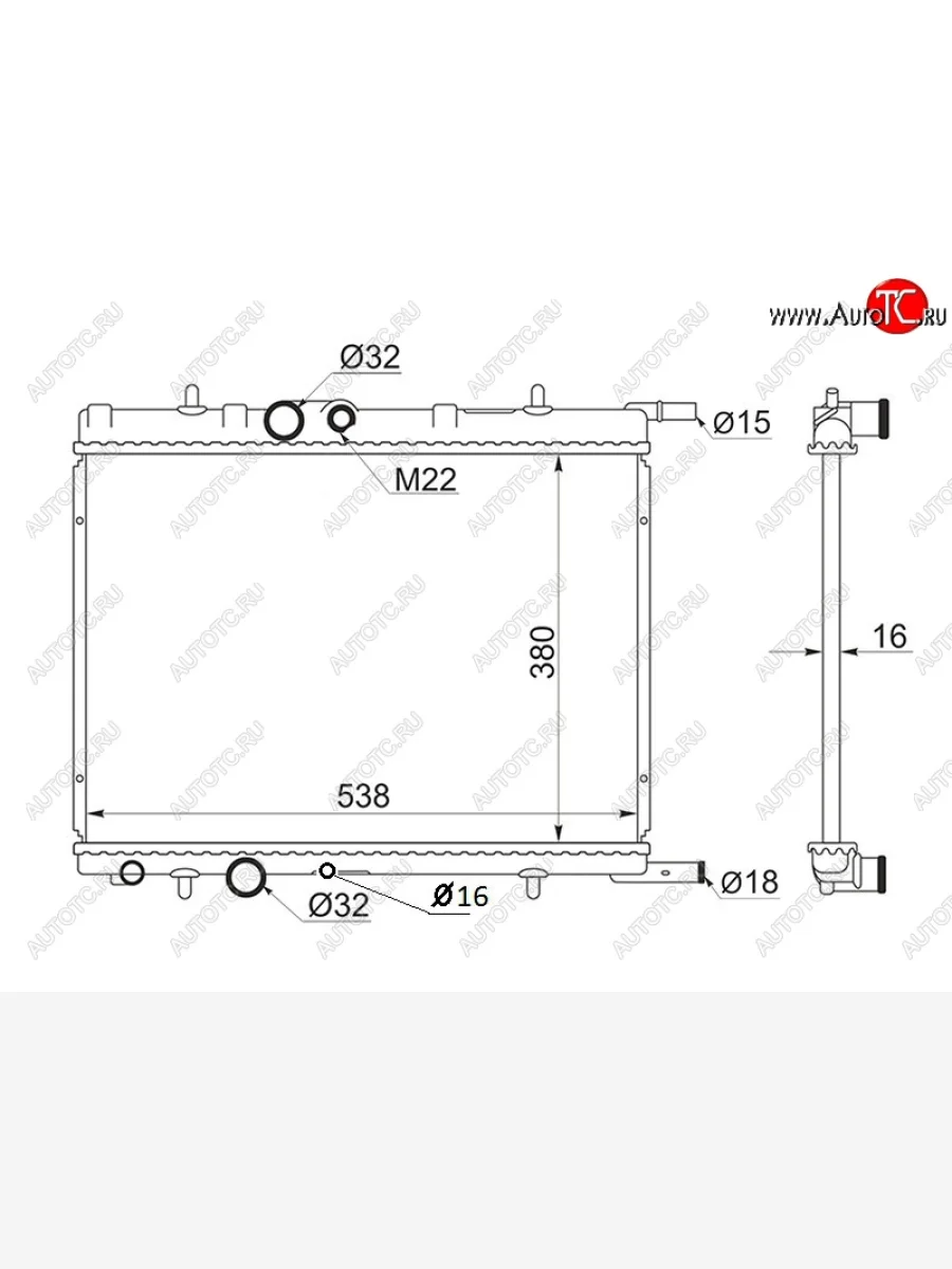 Радиатор двигателя (трубчатый, МКПП, 1.1 / 1.4 / 1.4D / 1.6 / 1.9D / 2.0 / 2.0D) SAT CITROEN Xsara picasso (1999-2012)  с доставкой в г. Керчь