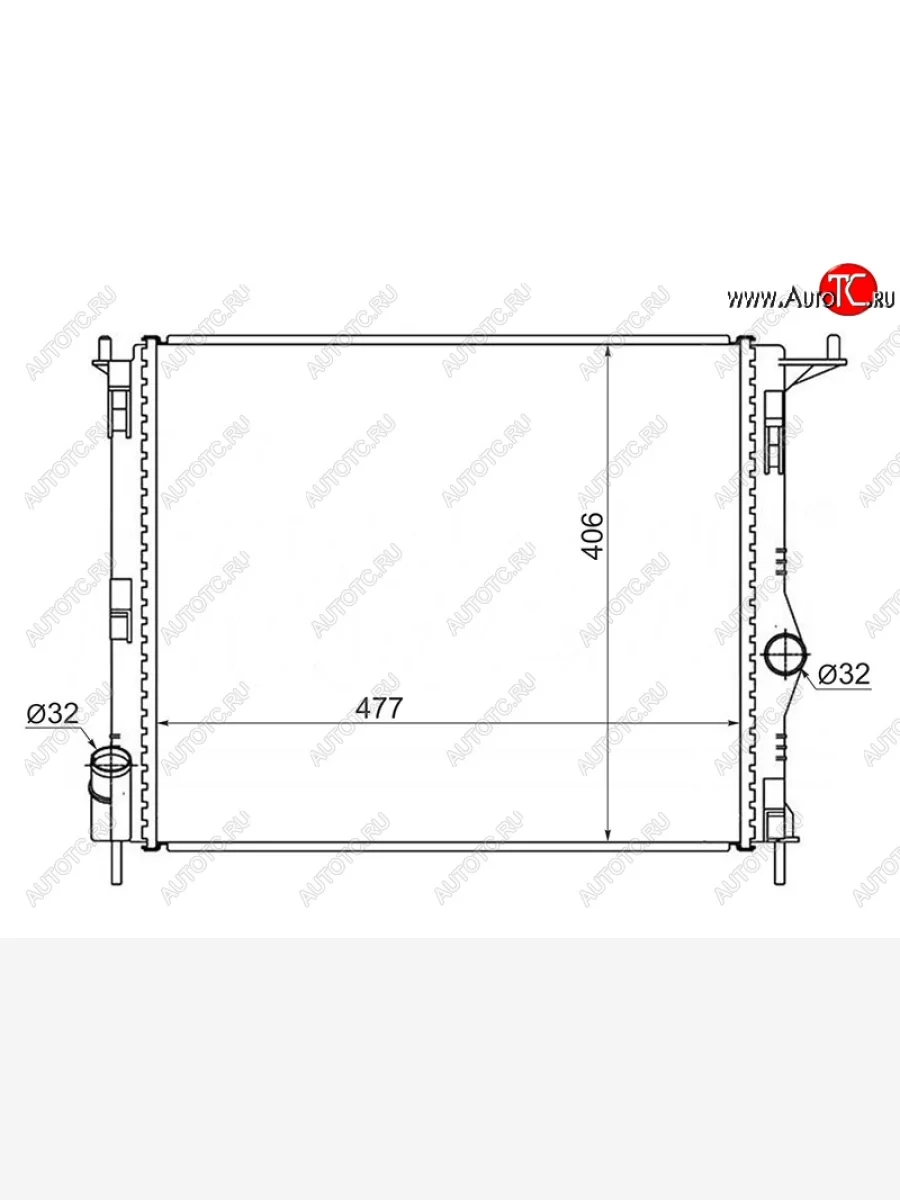 Радиатор двигателя (трубчатый, без кондиционера) SAT Renault Sandero 1 (2009-2014)  в Керчи Республика Крым