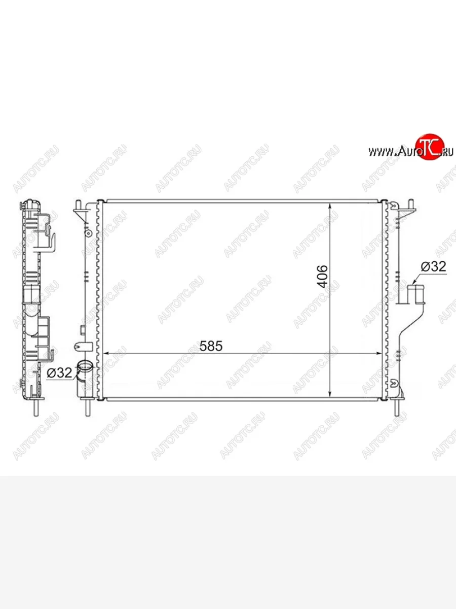 Радиатор двигателя (пластинчатый, МКПП, с кондиционером) SAT Renault Logan 1 дорестайлинг (2004-2010)  в Перми Пермском крае