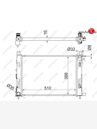 Радиатор двигателя (трубчатый, МКПП/АКПП) SAT Renault Kaptur дорестайлинг (2016-2020)