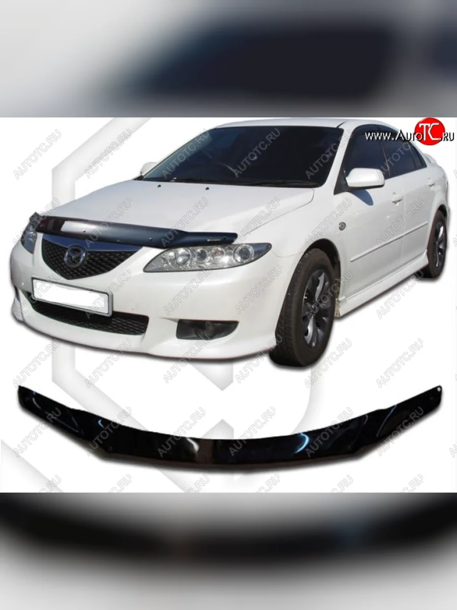 Дефлектор капота CA-Plastiс Mazda Atenza GG седан дорестайлинг (2002-2005) (Classic черный, Без надписи)  в Самаре Самарской области