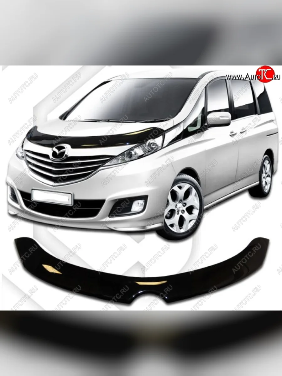 Дефлектор капота CA-Plastiс exclusive Mazda Biante (2008-2018) (Classic черный, Без надписи)  в Перми Пермском крае