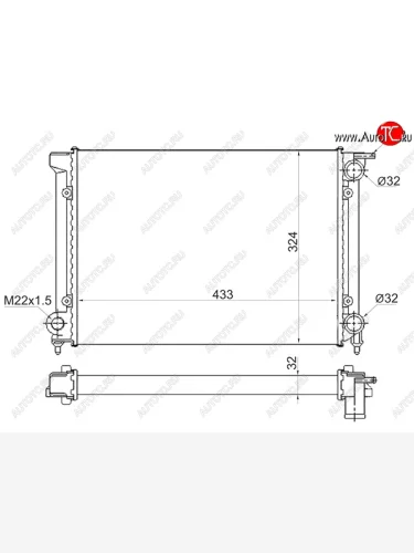 Радиатор двигателя (трубчатый, МКПП, 1.5/1.6) SAT Volkswagen Jetta А2 седан (1984-1992)