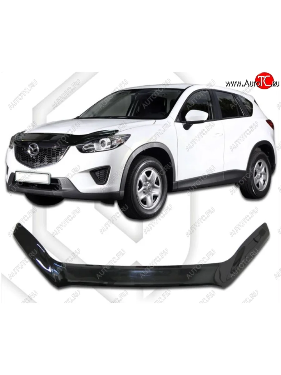 Дефлектор капота CA-Plastiс exclusive Mazda CX-5 KE рестайлинг (2015-2017) (Classic черный, Без надписи)  в Керчи Республика Крым