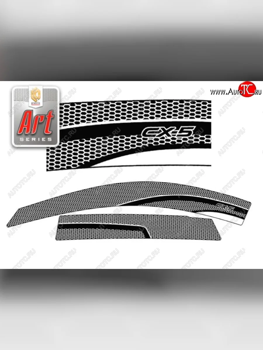 Дефлектор капота CA-Plastiс exclusive Mazda CX-5 KE дорестайлинг (2011-2014) (Серия Art серебро, Без хром.молдинга)  в Керчи Республика Крым