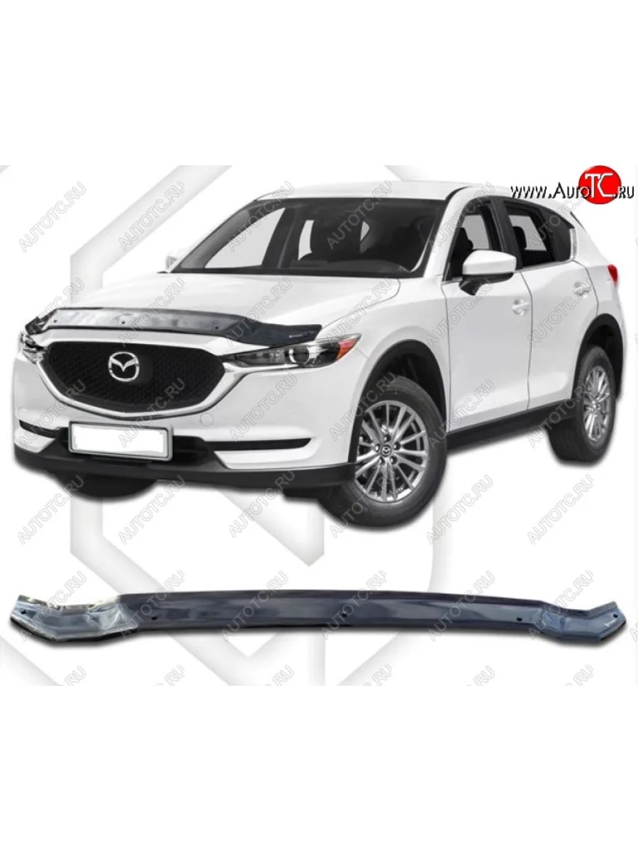 Дефлектор капота CA-Plastiс Mazda CX-5 KF (2016-2025) (Classic черный, Без надписи)  в Керчи Республика Крым