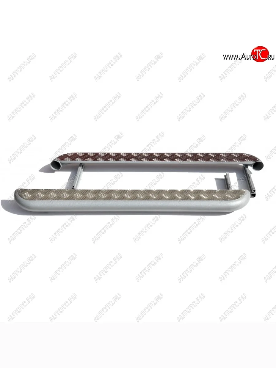 Защита порогов с алюминиевым листом ТехноСфера (Техно Сфера) (с полимерным покрытием, 63.5 mm)  Лада ВАЗ нива 4х4 (2014-2021) 2131, 2121 (Серебристый)  в Самаре Самарской области