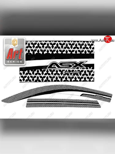 Дефлектора окон CA-Plastic (Серия Art черная) Mitsubishi ASX (2010-2016) дорестайлинг, 1-ый рестайлинг