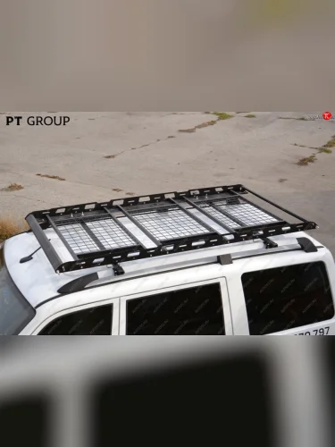 Универсальный багажник-корзина трехсекционный (2100х1100 мм, под поперечины) Petroil Tuning Geely MK (2006-2015)