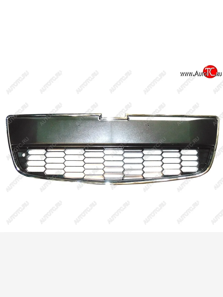 Решетка радиатора SAT (нижняя, черная с хромом) Chevrolet Aveo T300 хэтчбек (2011-2015) (Неокрашенная)  в Керчи Республика Крым