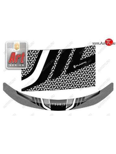 Дефлектор капота CA-Plastiс (Серия Art графит) Mitsubishi L200 5 KK,KL дорестайлинг (2015-2019)
