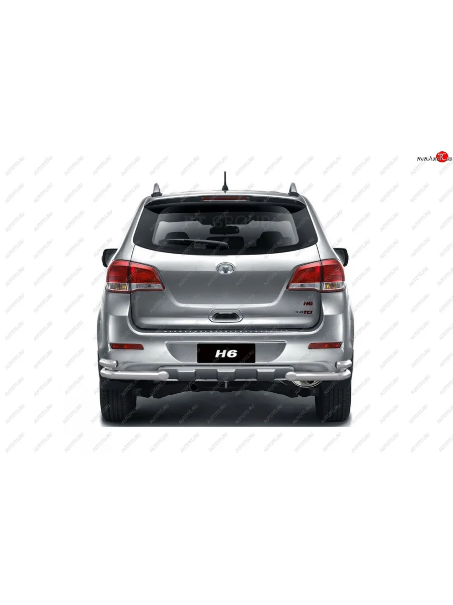 Защита заднего бампера Petroil Tuning (уголки двойные, d63/51) Great Wall Hover H6 (2012-2016) (Нержавейка)  в Перми Пермском крае