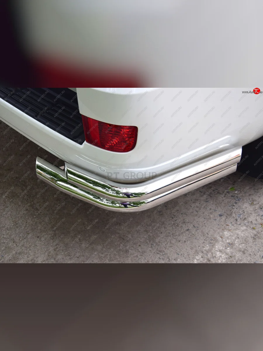 Защита заднего бампера Petroil Tuning (уголки двойные, d63/51)  Toyota Land Cruiser (2015-2021) 200 (Нержавеющая полированная сталь)  в Керчи Республика Крым