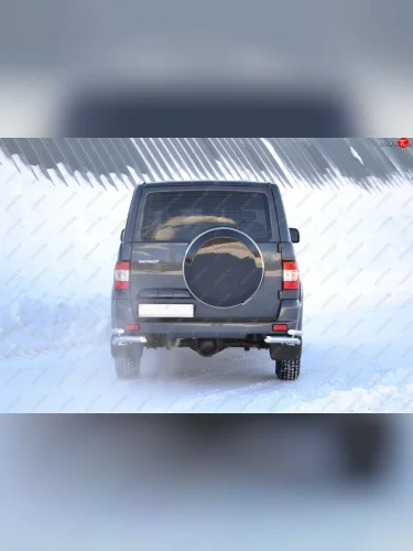 Защита заднего бампера Petroil Tuning (уголки двойные, d63/51) (Нержавеющая полированная сталь) Уаз Патриот  3163 5-дв. (2014-2016) 1-ый рестайлинг