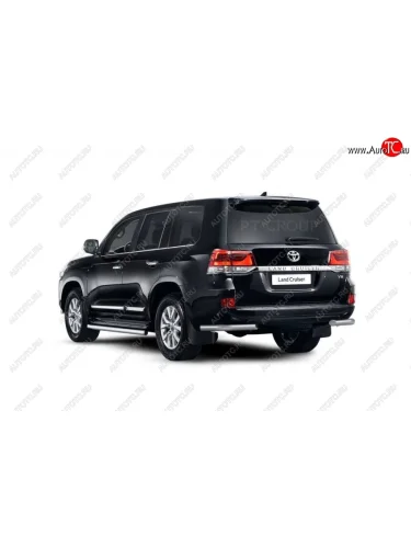 Защита заднего бампера Petroil Tuning (уголки, d63) (Нержавеющая полированная сталь) Toyota Land Cruiser  200 (2015-2021) 2-ой рестайлинг