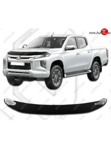 Дефлектор капота CA-Plastiс (Classic черный) Mitsubishi L200 5 KK,KL рестайлинг (2018-2022)