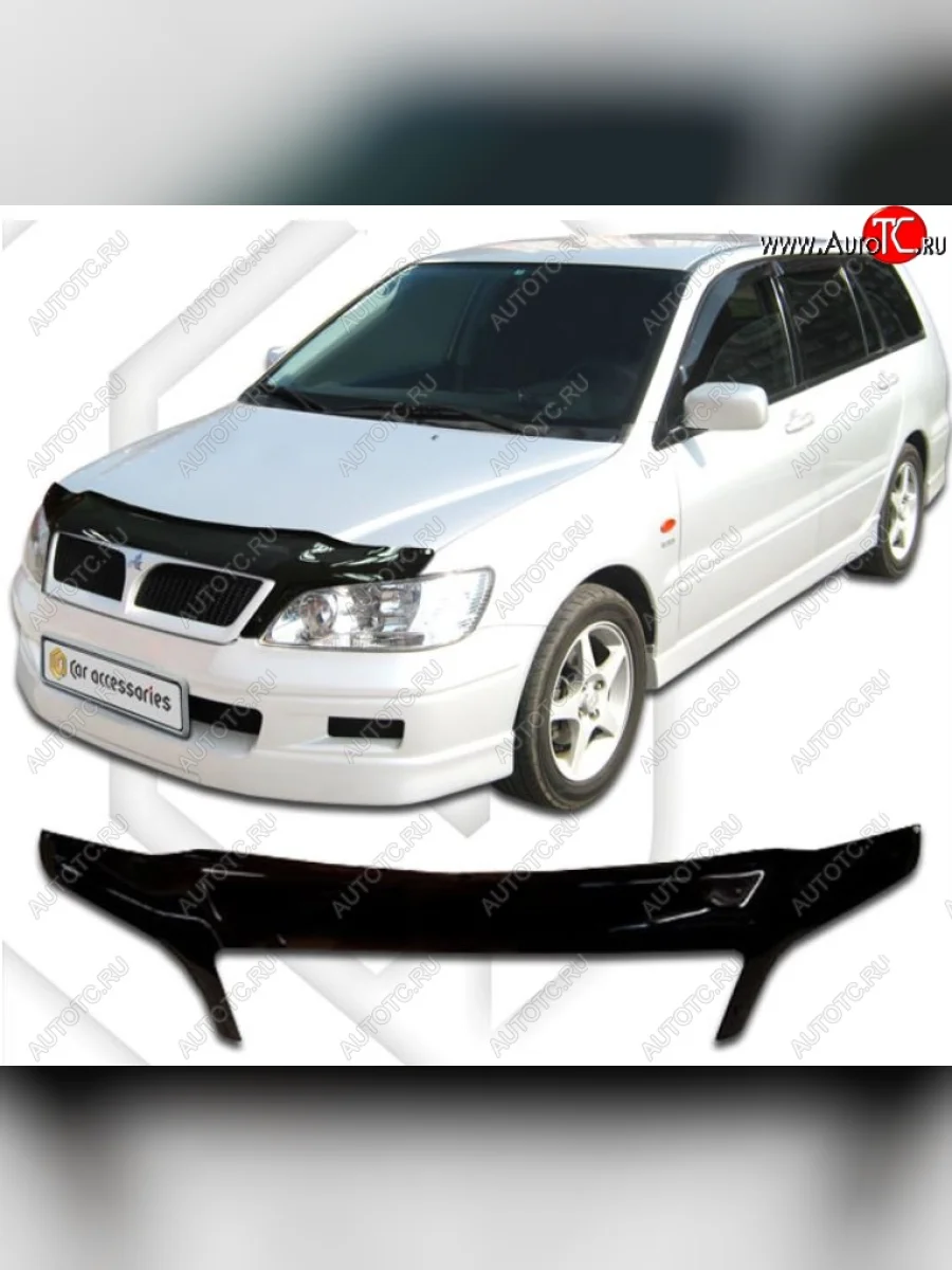 Дефлектор капота CA-Plastiс exclusive Mitsubishi Lancer 9 CS универсал 1-ый рестайлинг (2003-2005) (Classic черный, Без надписи)  в Керчи Республика Крым