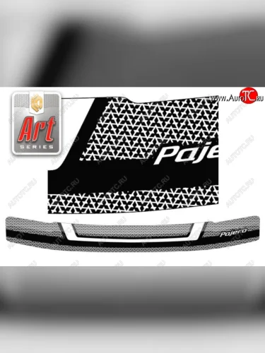 Дефлектор капота CA-Plastiс (Серия Art белая) Mitsubishi Pajero 2 V30/V40 5 дв. дорестайлинг (1991-1997)