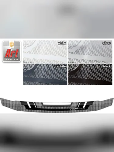 Дефлектор капота CA-Plastiс (серия Art серебро) Mitsubishi Pajero 4 V90 дорестайлинг (2006-2011)