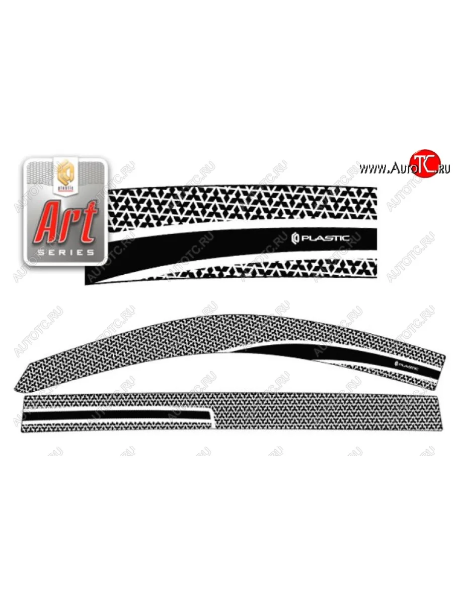 Дефлектора окон CA-Plastic Mitsubishi Pajero Sport PB рестайлинг (2013-2017) (Серия Art черная, Без хром.молдинга, Крепление только на скотч)  в Перми Пермском крае