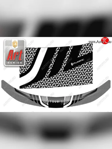 Дефлектор капота CA-Plastiс (Серия Art черная) Mitsubishi Pajero Sport QE дорестайлинг (2015-2021)