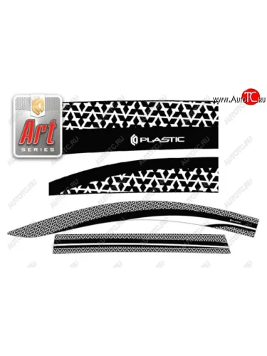 Дефлектора окон CA-Plastic (Серия Art черная) Mitsubishi Pajero Sport QE дорестайлинг (2015-2021)