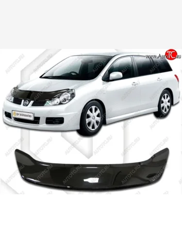 Дефлектор капота CA-Plastiс exclusive (Classic черный) Nissan AD Y12 дорестайлинг (2006-2016)