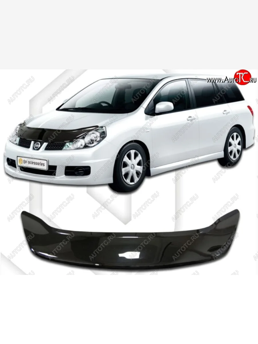 Дефлектор капота CA-Plastiс exclusive Nissan AD Y12 дорестайлинг (2006-2016) (Classic черный, Без надписи)  в Самаре Самарской области