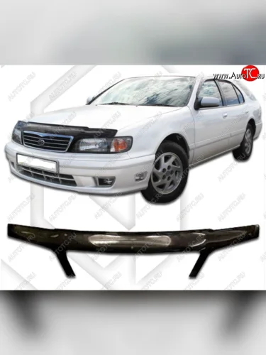 Дефлектор капота (A32, HA32, PA32) CA-Plastic exclusive (Classic черный) Nissan Maxima A32 (1994-2000)