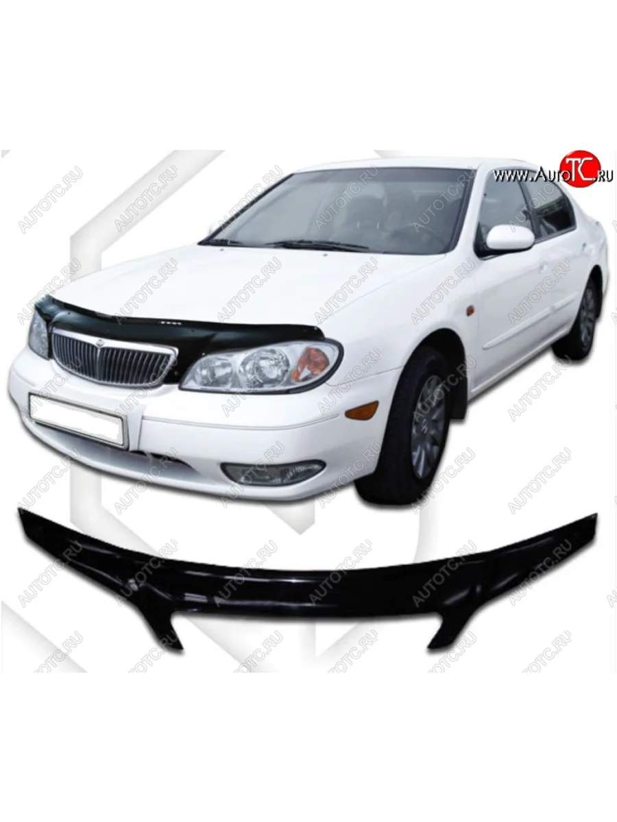 Дефлектор капота (33) CA-Plastic exclusive Nissan Maxima A33 дорестайлинг (2000-2003) (Classic черный, Без надписи)  в Самаре Самарской области