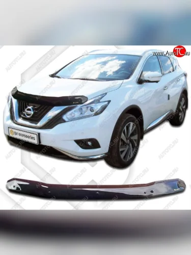 Дефлектор капота CA-Plastiс (Classic черный) Nissan Murano 3 Z52 дорестайлинг (2015-2022)